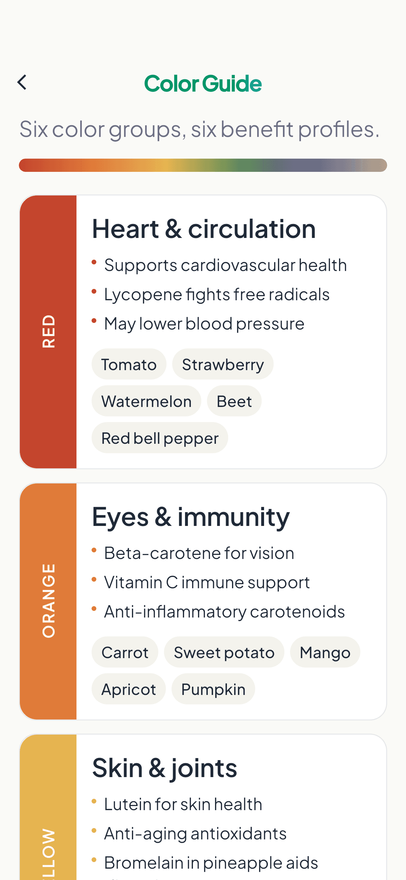 Color Guide screen