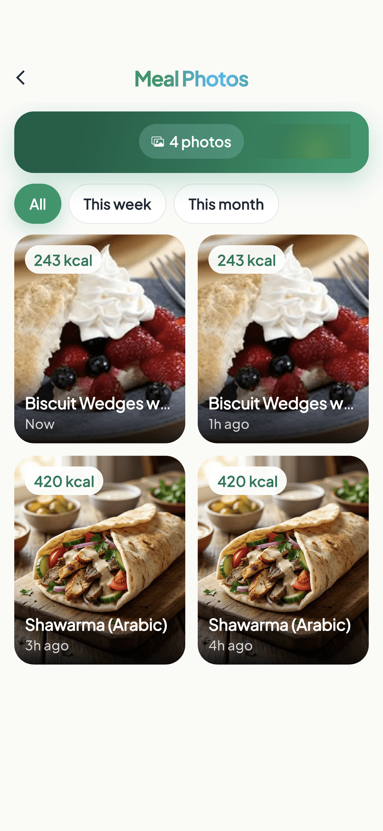 Meal Photos screen
