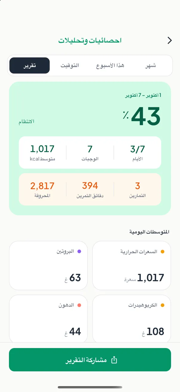 شاشة تصدير البيانات