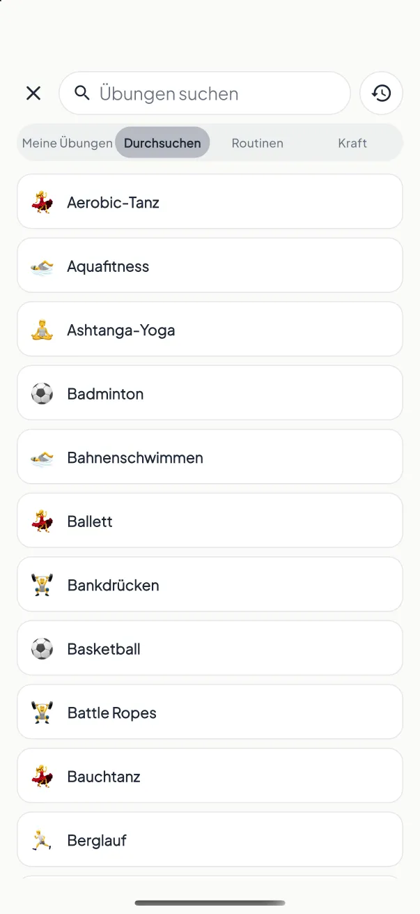 Cardio-Tracker in MyNutriRise mit Gehen, Laufen, Radfahren und Schwimmen