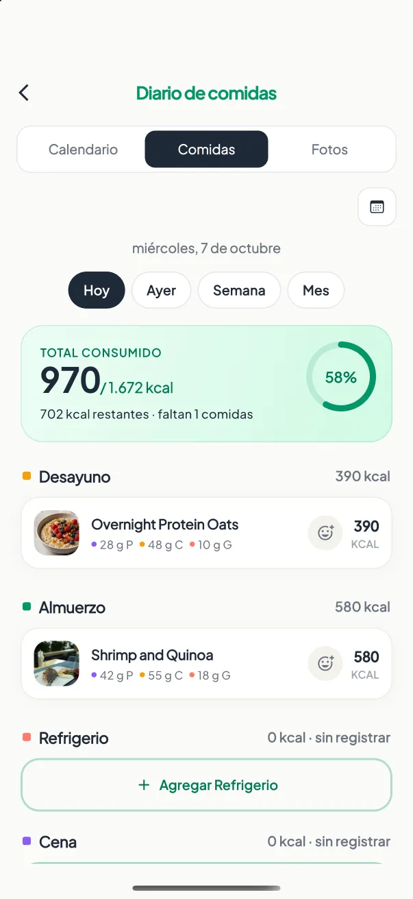 Registro de comidas