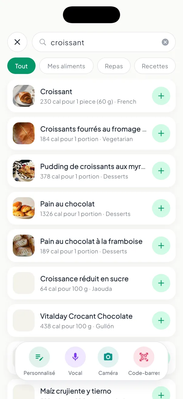 Recherche d’aliments
