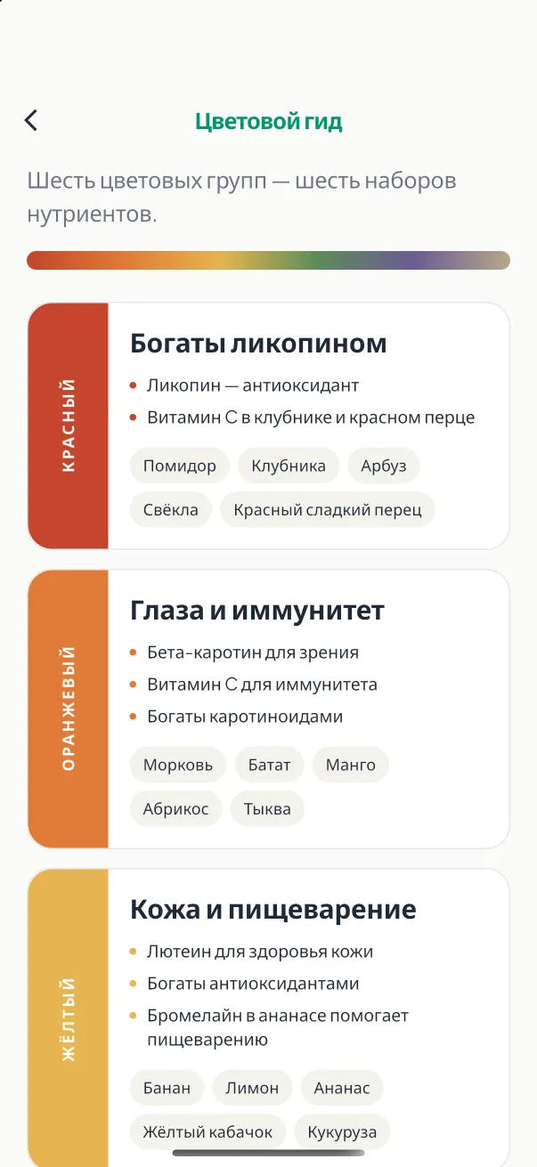 Экран «Цветовой гид»